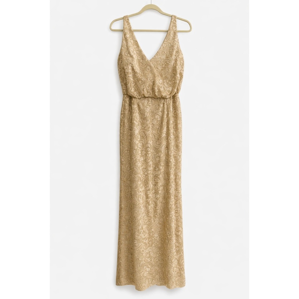 Revelry Champagne Lace Formal Dress Sleeveless Maxi Gown Size 6‎